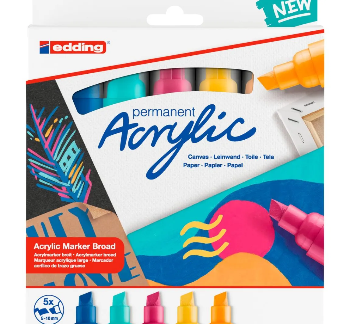 Sale edding 5000 Acrylic "Acrylmarker - Abstrakt", Breit, 5er-Set
