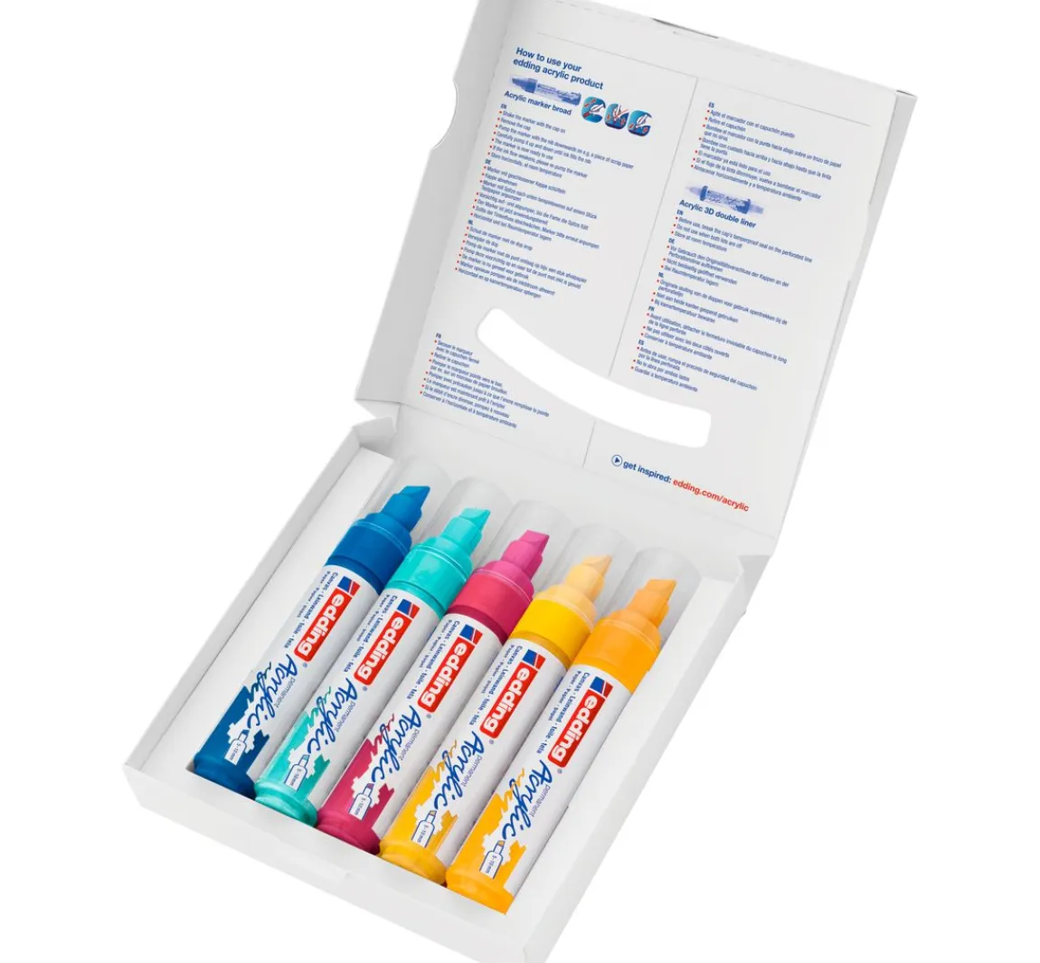 Sale edding 5000 Acrylic "Acrylmarker - Abstrakt", Breit, 5er-Set