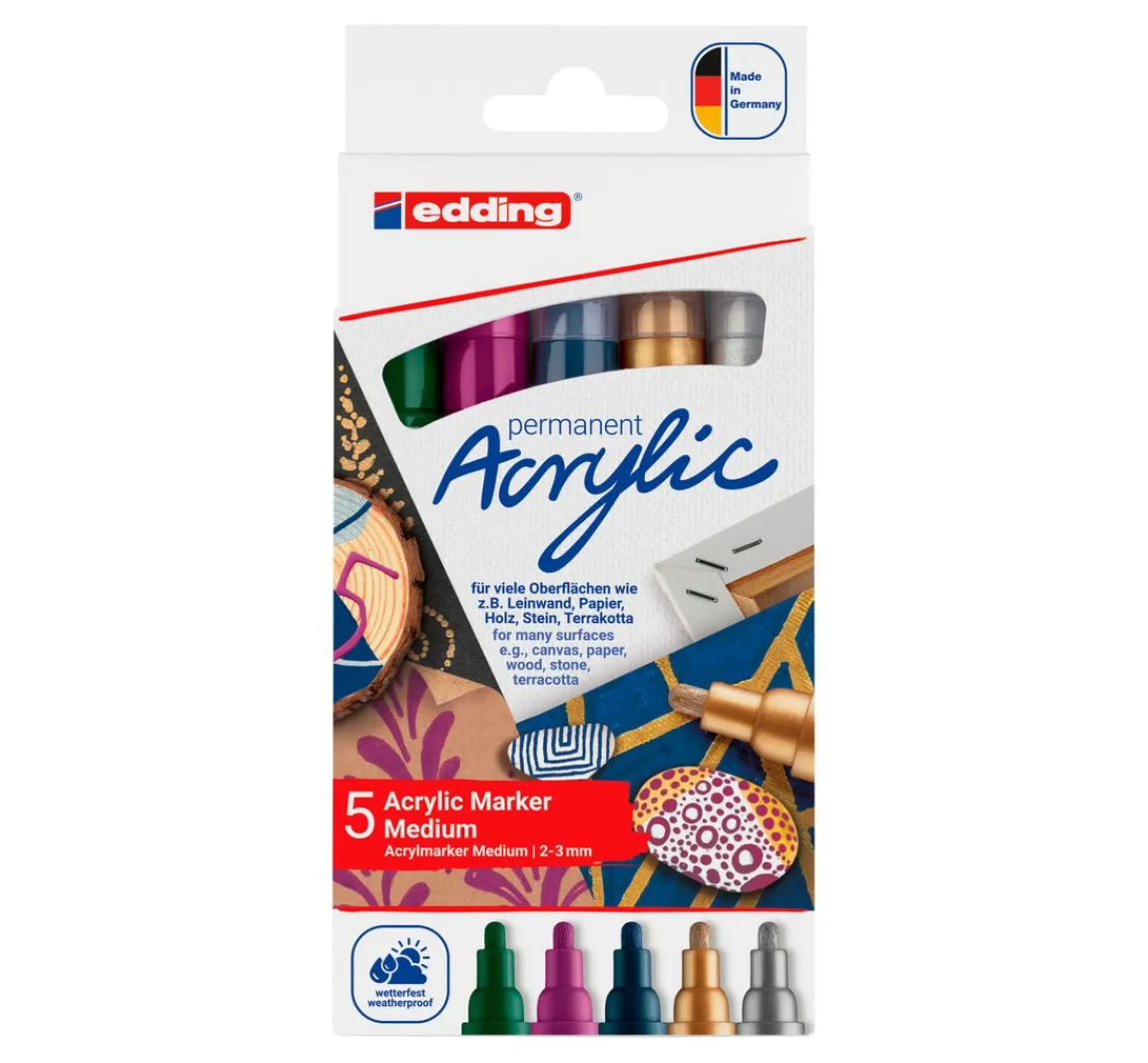 Online edding 5100 Acrylic "Acrylmarker - Festlich", Mittel, 5er-Set