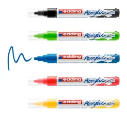 Discount edding 5100 Acrylic "Acrylmarker - Basic", Mittel, 5er-Set