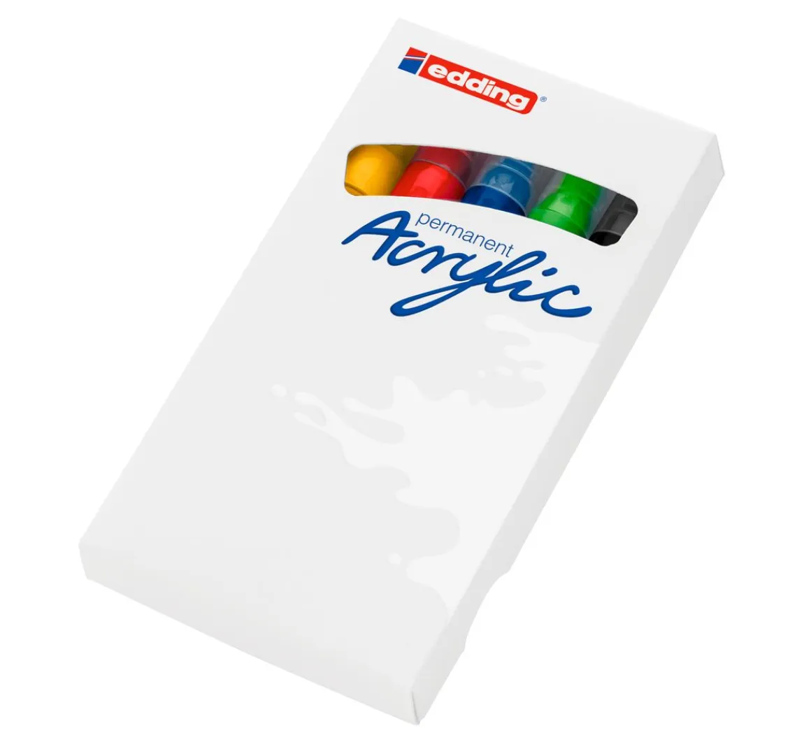 Discount edding 5100 Acrylic "Acrylmarker - Basic", Mittel, 5er-Set