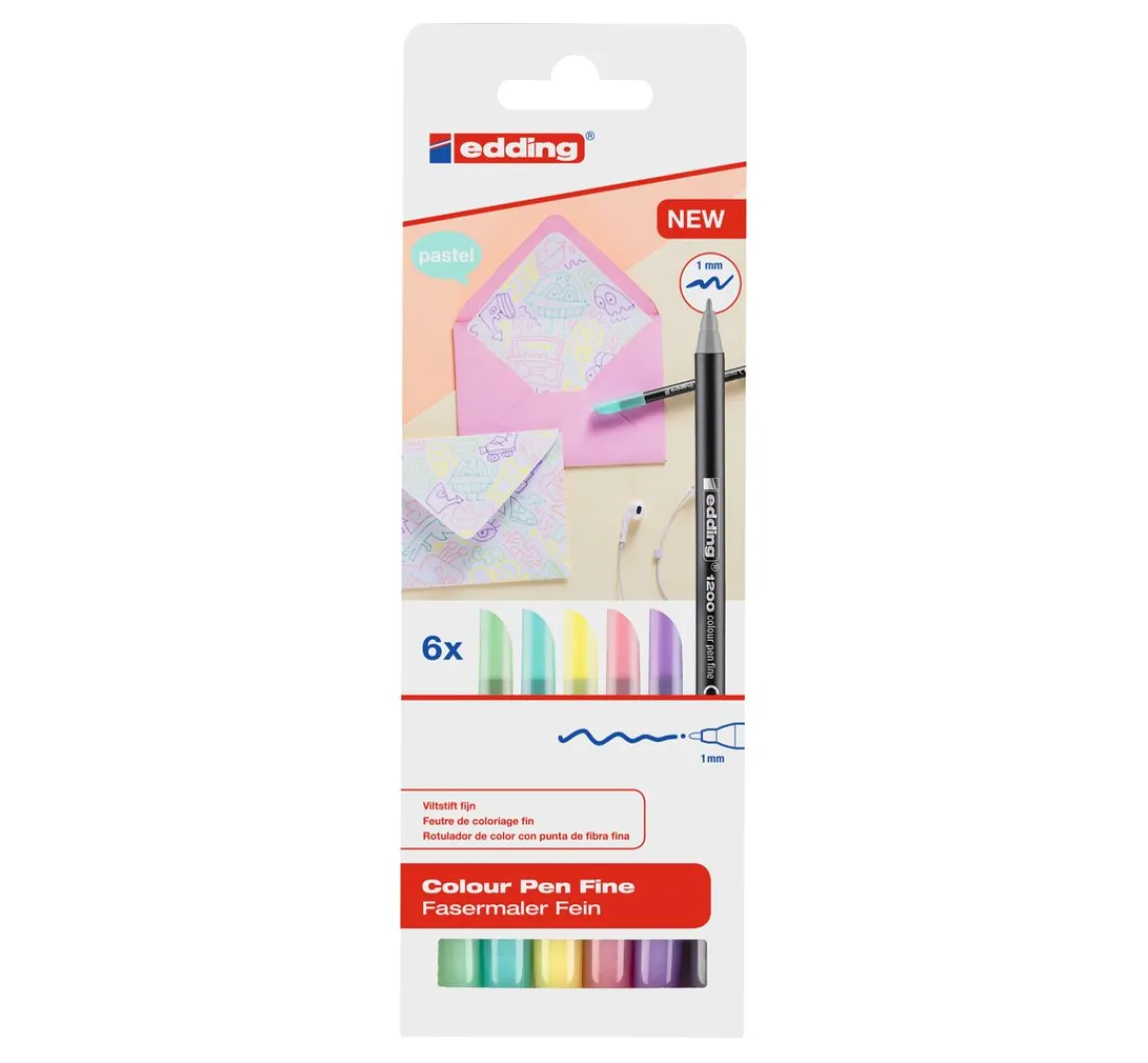New edding 1200 Colour Pen Fine Pastell, 6er-Set