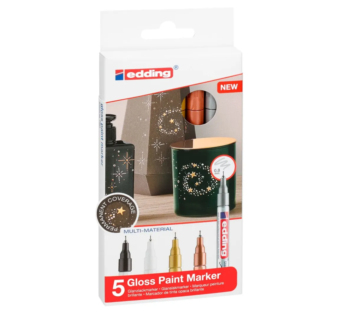 Clearance edding 780 Glanzlack-Marker Metallic, Basic, 5er-Set
