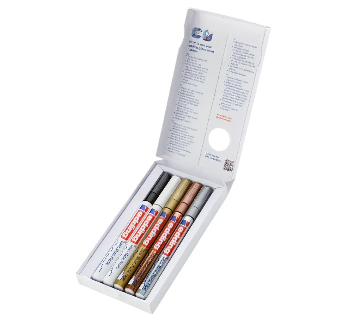 Clearance edding 780 Glanzlack-Marker Metallic, Basic, 5er-Set