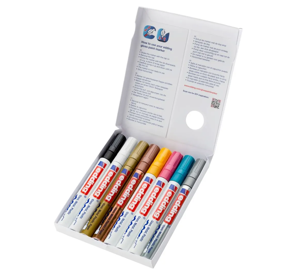 Discount edding 750 Glanzlack-Marker Metallic/Pastell, 8er-Set