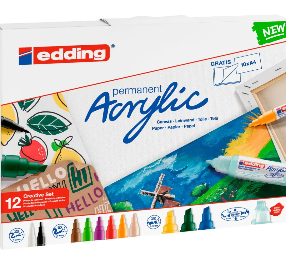 Clearance edding Acrylic "Acrylmarker - Basic", 12er-Set