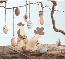 Clearance creativ company Eier-Anhänger, 12 Stück, Terrakotta, weiß, H 6 cm