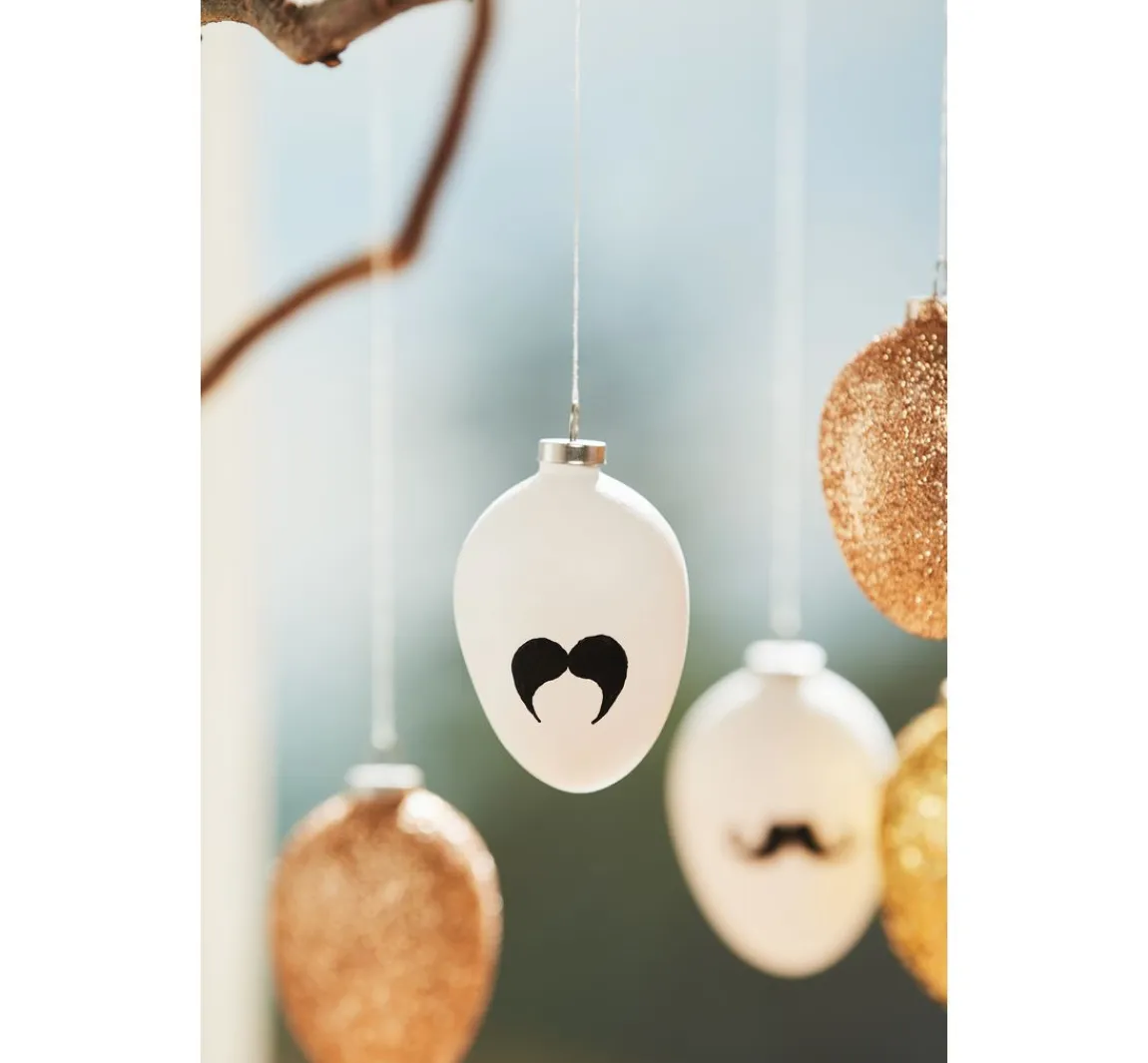 Clearance creativ company Eier-Anhänger, 12 Stück, Terrakotta, weiß, H 6 cm