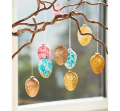 Clearance creativ company Eier-Anhänger, 12 Stück, Terrakotta, weiß, H 6 cm