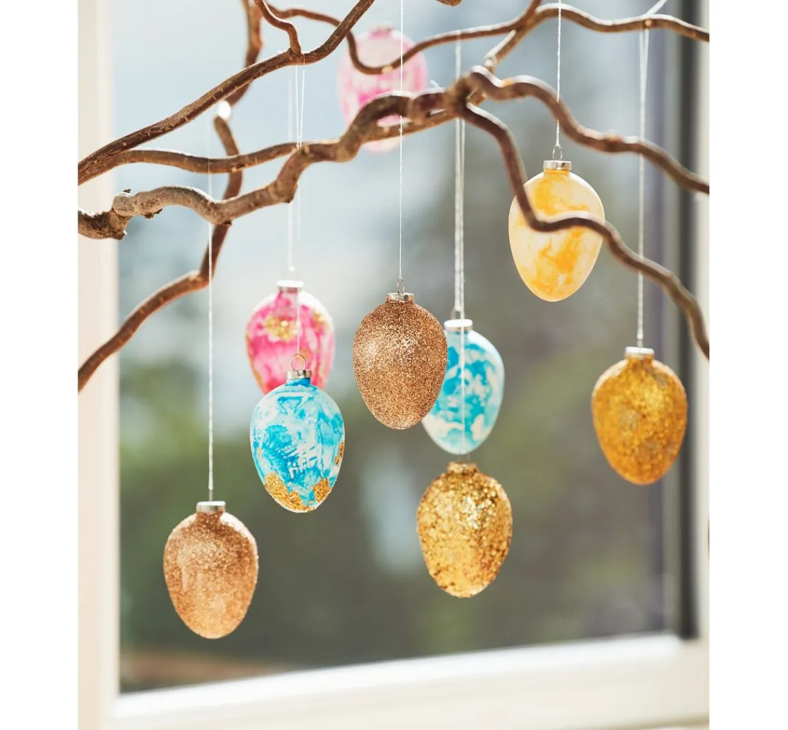 Clearance creativ company Eier-Anhänger, 12 Stück, Terrakotta, weiß, H 6 cm
