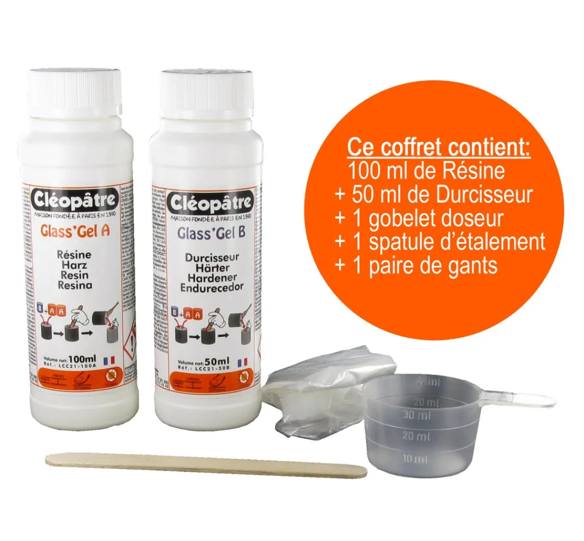 Cléopâtre Epoxid-Überzugsharz "Glass' Flex" 100, 130 ml