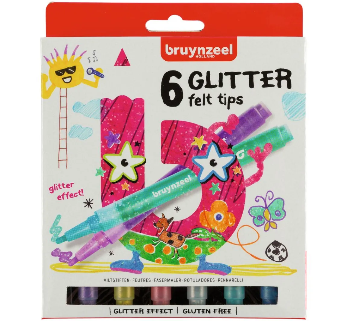 New Bruynzeel Filzstifte "Glitter", 6tlg.