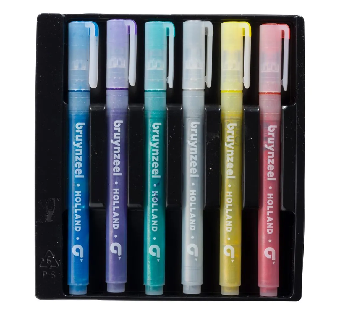 New Bruynzeel Filzstifte "Glitter", 6tlg.