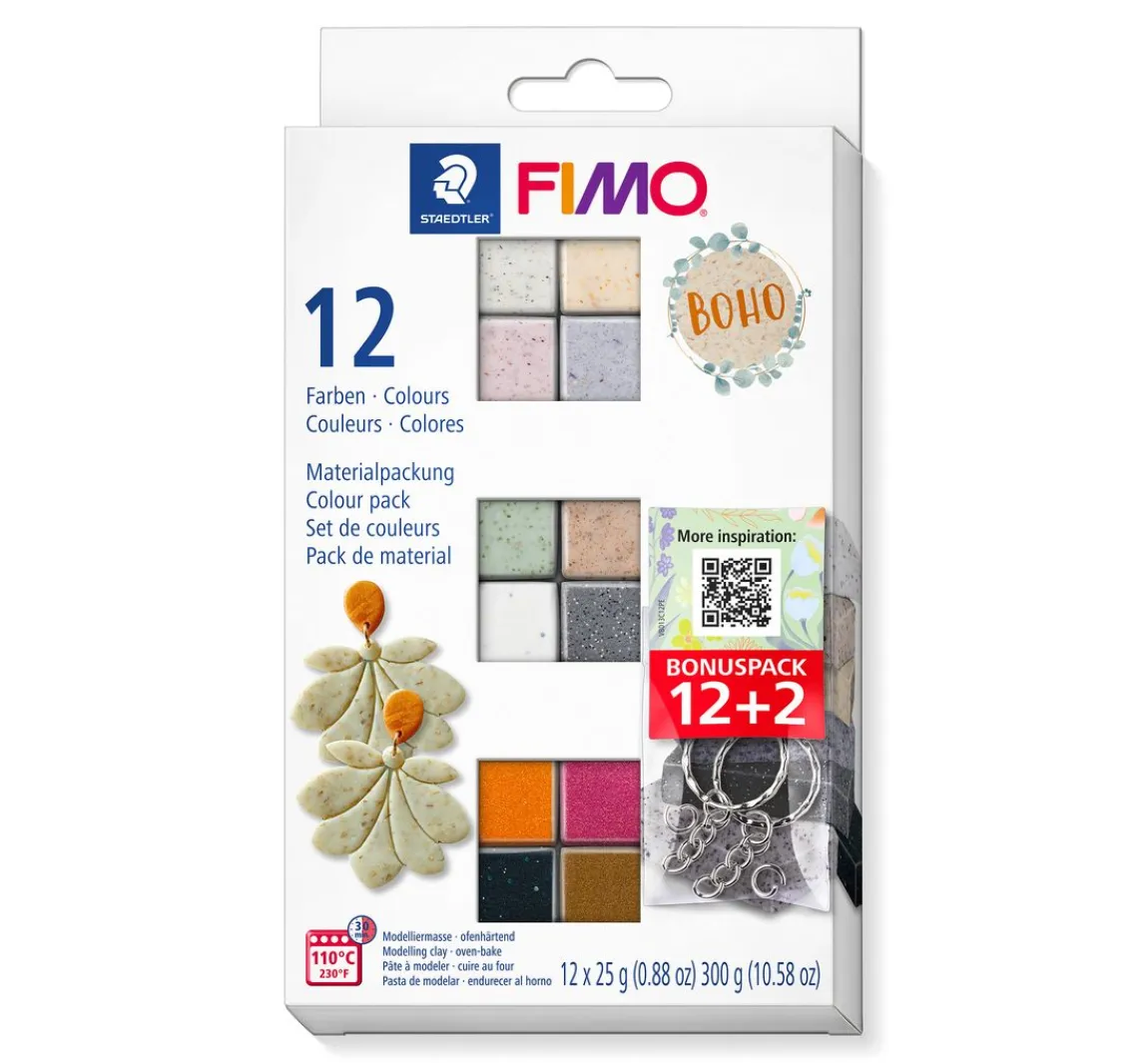 Outlet FIMO soft Materialpackung "Boho Effect", 12 Farben