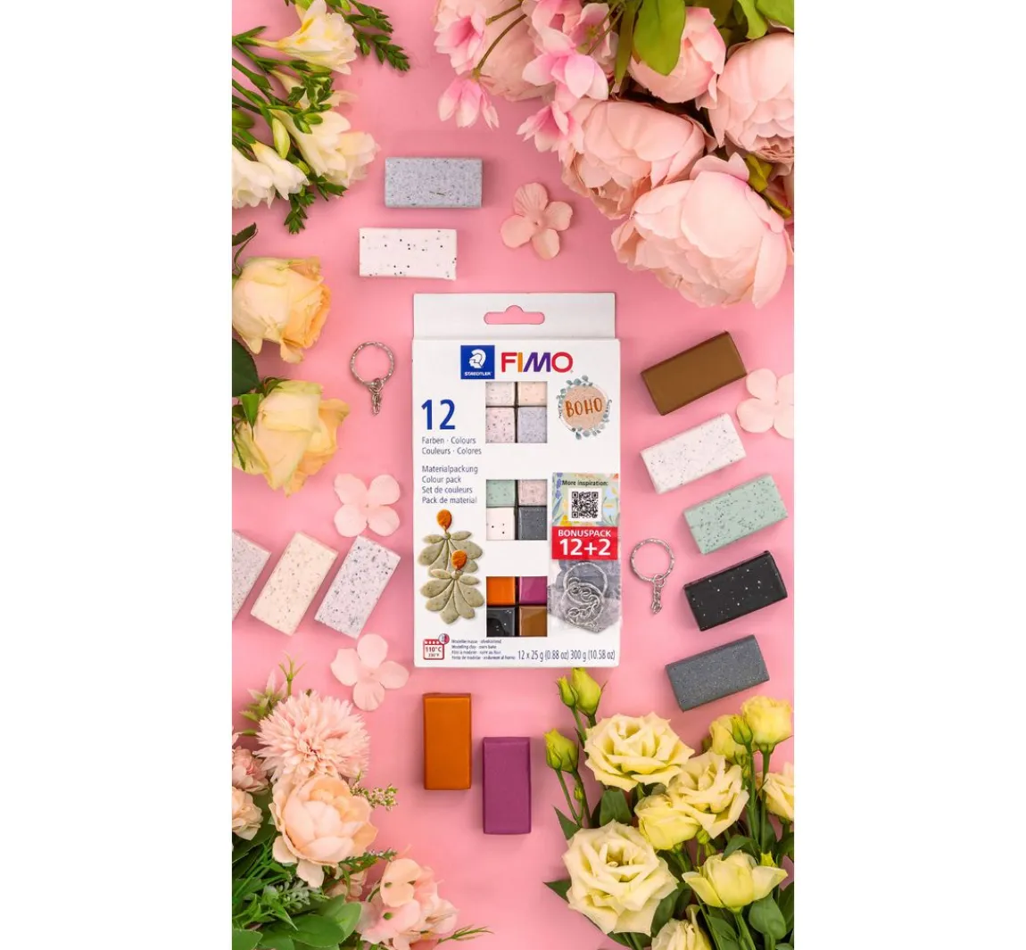 Outlet FIMO soft Materialpackung "Boho Effect", 12 Farben