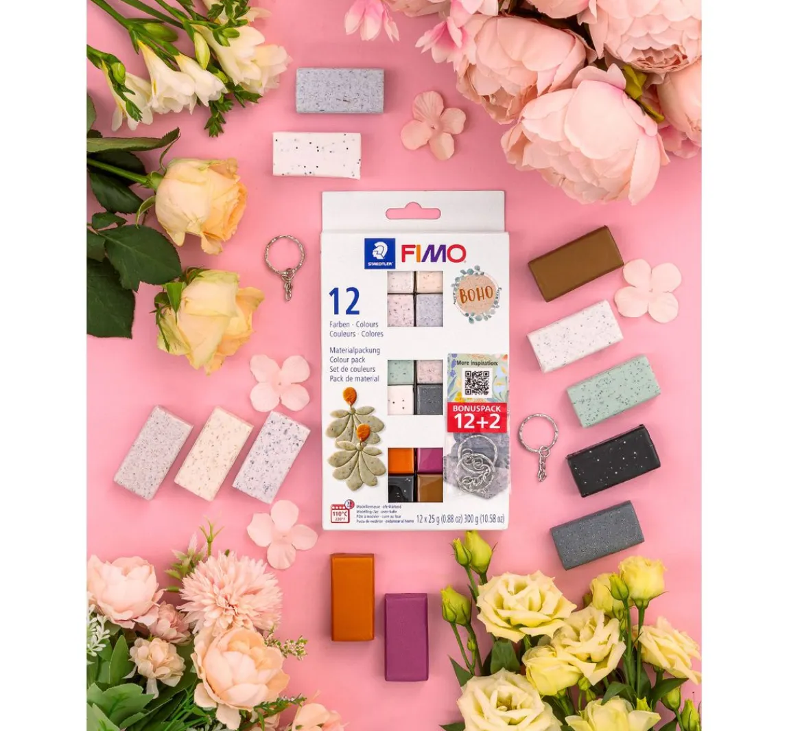 Outlet FIMO soft Materialpackung "Boho Effect", 12 Farben