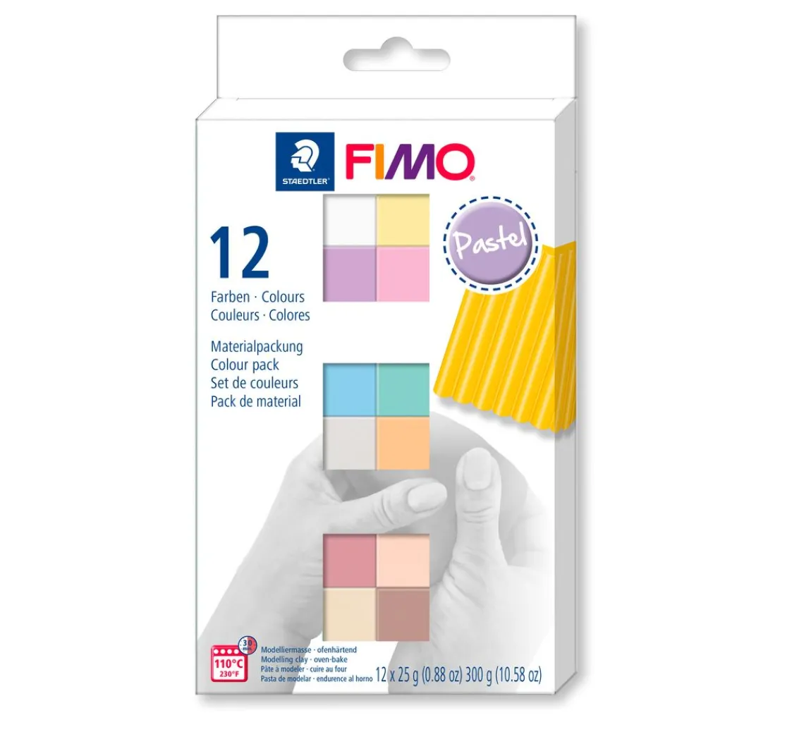 Discount FIMO soft Materialpackung "Pastel Colours" 12 Halbblöcke, 300 g