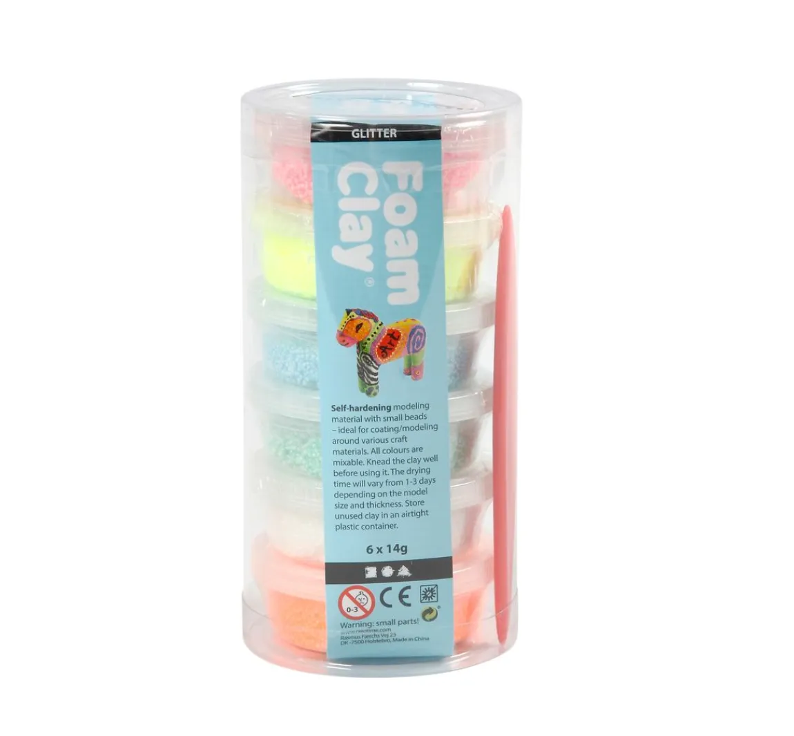 Outlet creativ company Foam Clay "Glitter", sortiert, 6 x 14 g