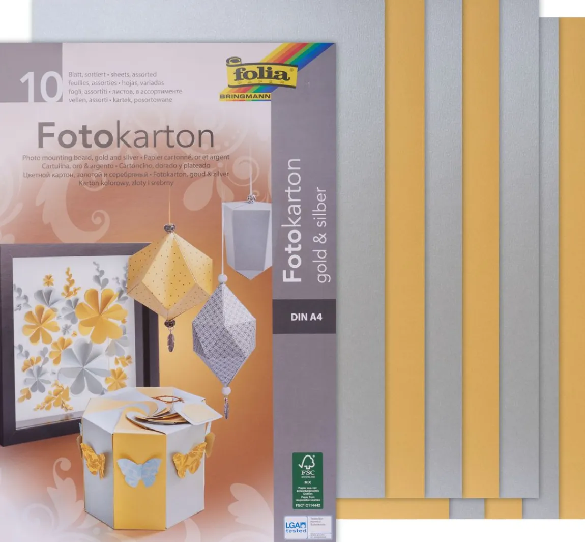 Sale folia Fotokarton-Block Gold/Silber matt, DIN A4