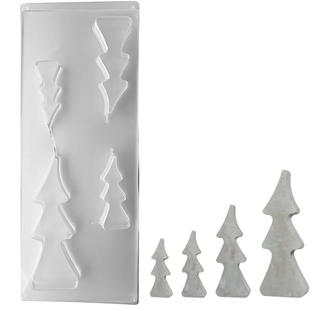 Hot Rayher Gießform "4 Tannenbäume", ca. 8-16 cm