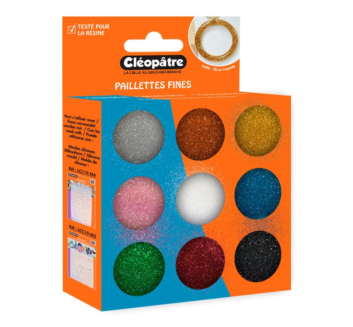 New Cléopâtre Glitzerpulver Farbset, 9 Tigel