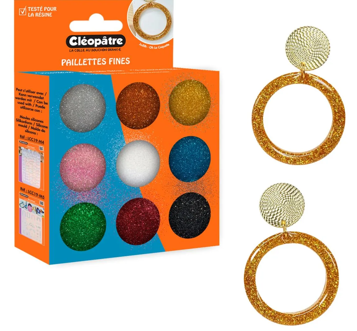 New Cléopâtre Glitzerpulver Farbset, 9 Tigel