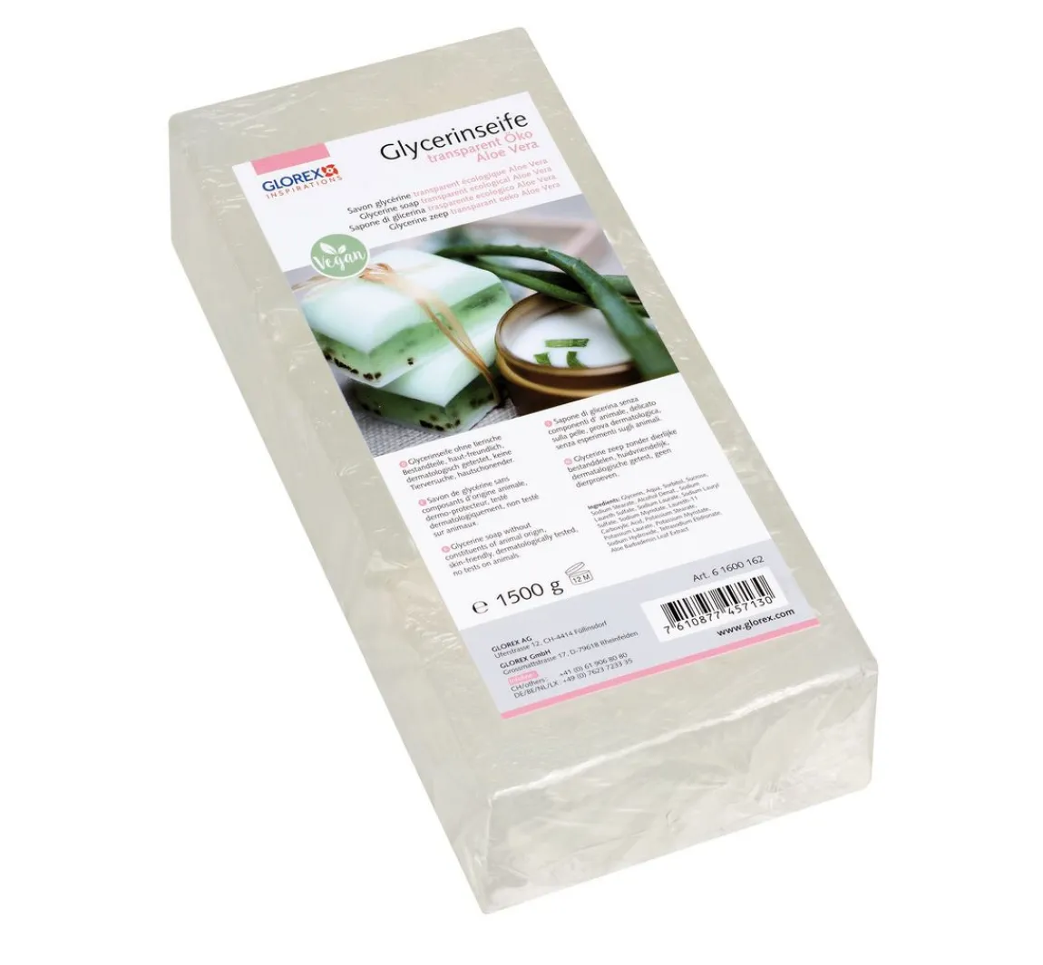 Clearance GLOREX Glycerin Öko-Gießseife "Aloe Vera", transparent