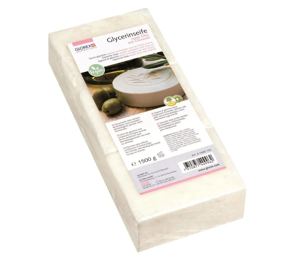 Clearance GLOREX Glycerin Öko-Gießseife "Olivenöl", Opak