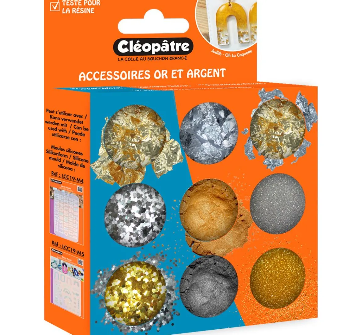 Clearance Cléopâtre Gold Silber Partikelmix, 9 Tiegel