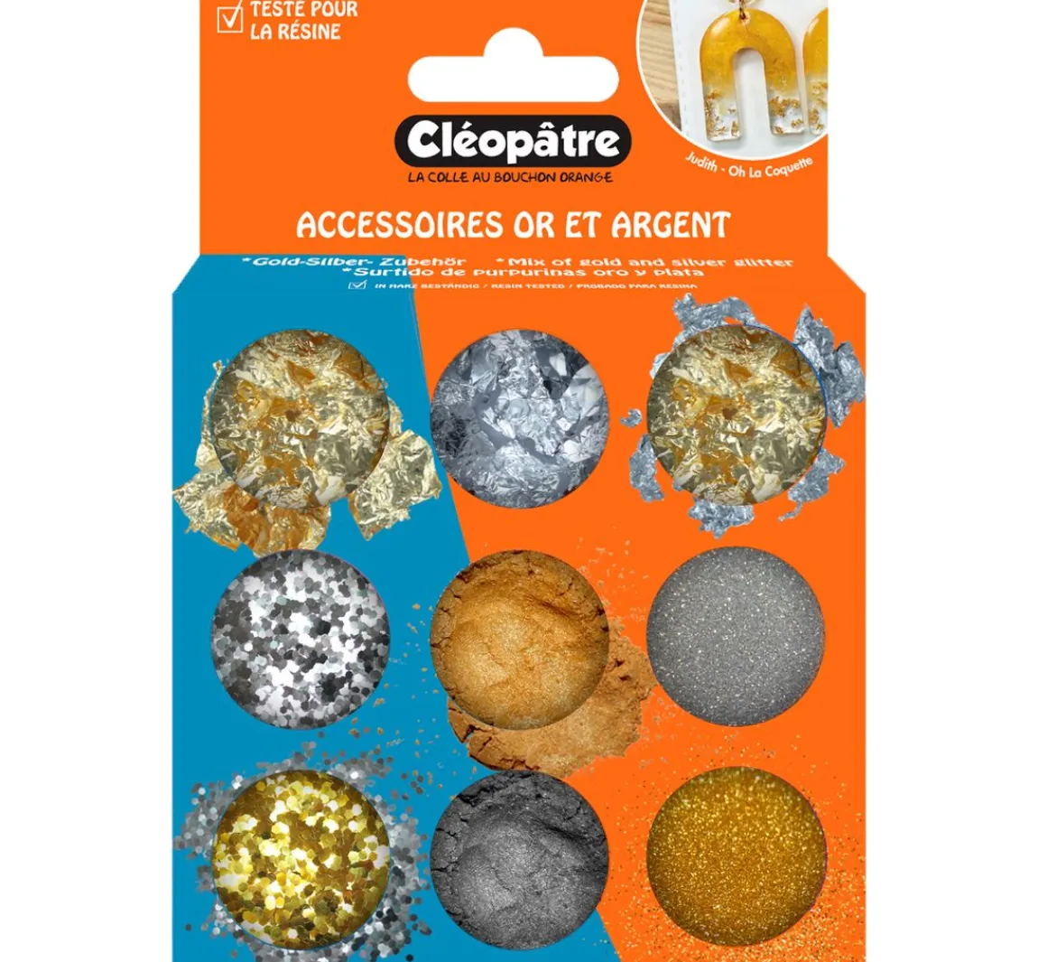 Clearance Cléopâtre Gold Silber Partikelmix, 9 Tiegel
