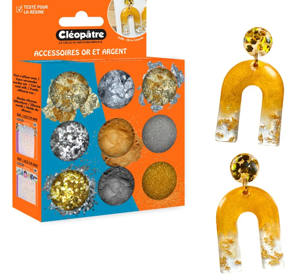 Clearance Cléopâtre Gold Silber Partikelmix, 9 Tiegel