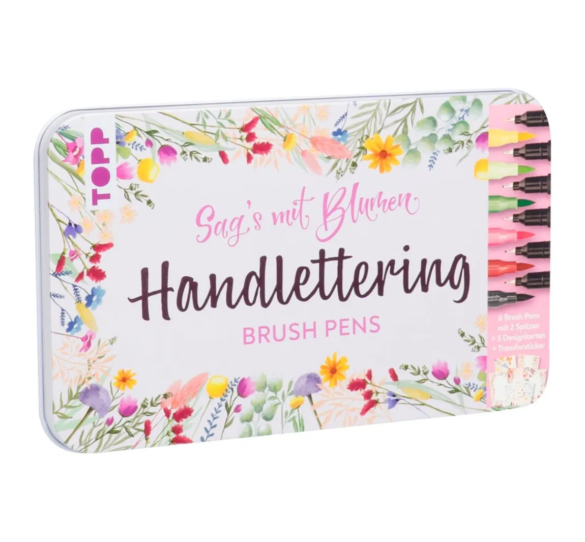Outlet Topp Handlettering Designdose Brush Pens Sag's mit Blumen