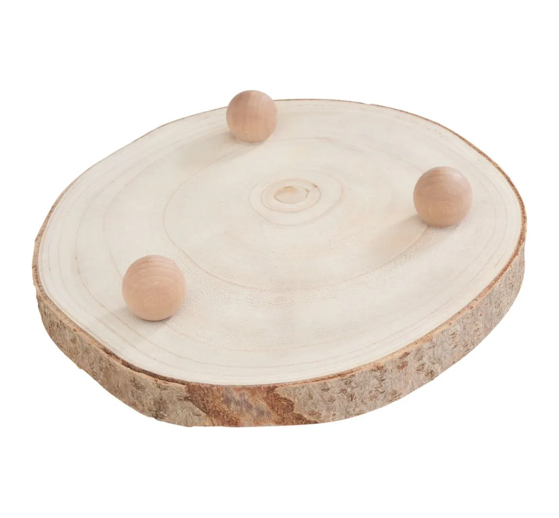 ohne Marke Holz Dekoplatte mit Rinde, auf Füßen, natur