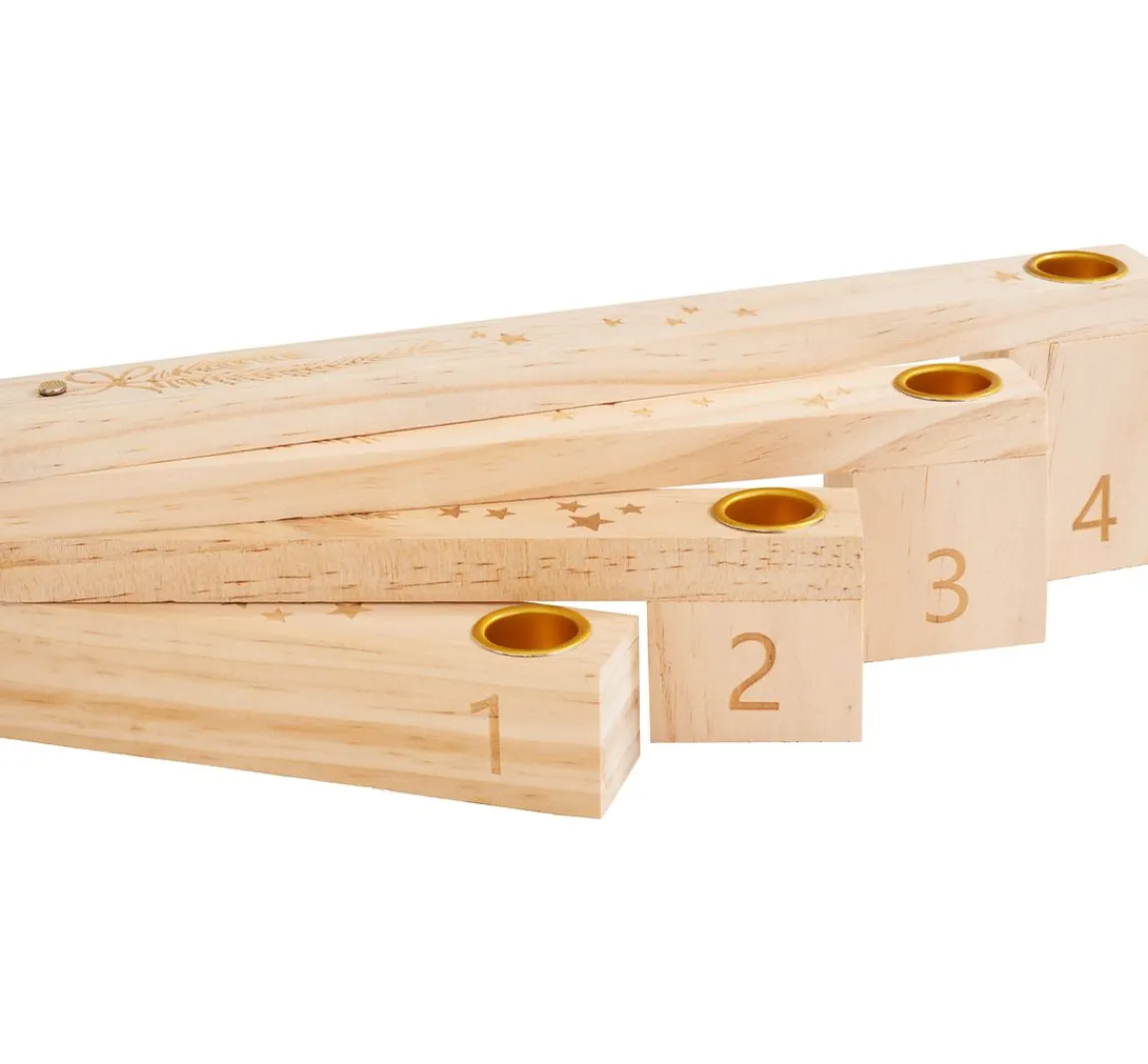 Outlet ohne Marke Holz-Adventskerzenhalter, gefächert