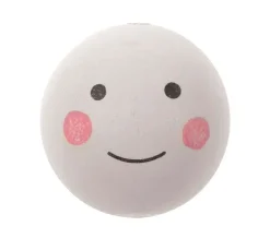 Outlet GLOREX Holzkugel mit Gesicht "Weiß", gebohrt, 8 Stk.
