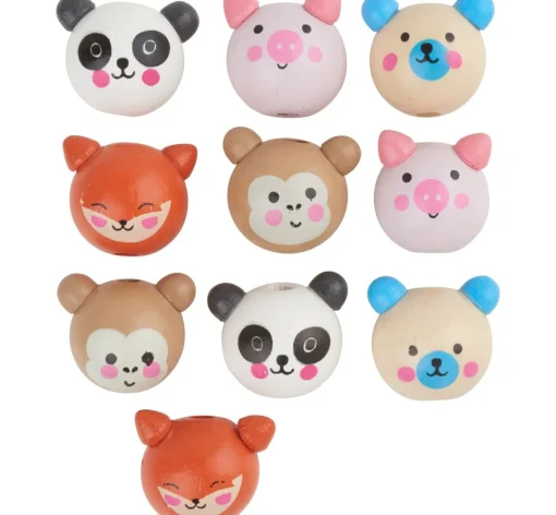 Clearance folia Holzkugeln mit Gesicht "Cute Animals"