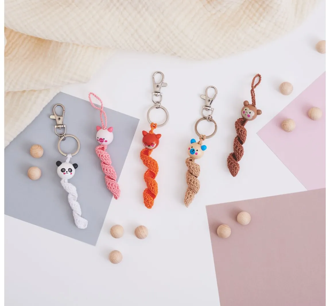 Clearance folia Holzkugeln mit Gesicht "Cute Animals"
