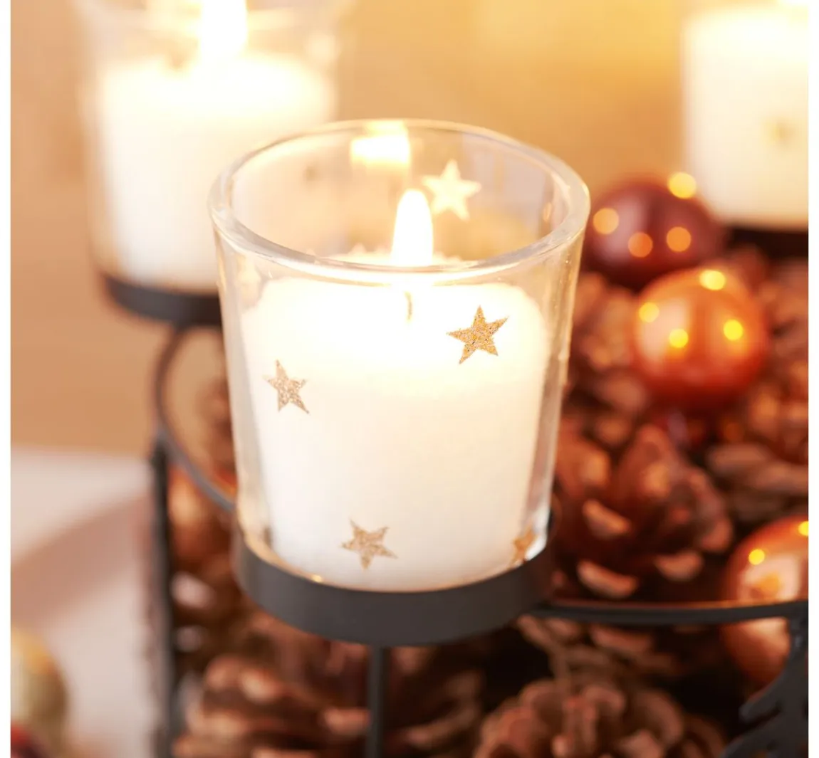 Best ohne Marke Holz-Metall-Adventskranz mit Baumsilhouette