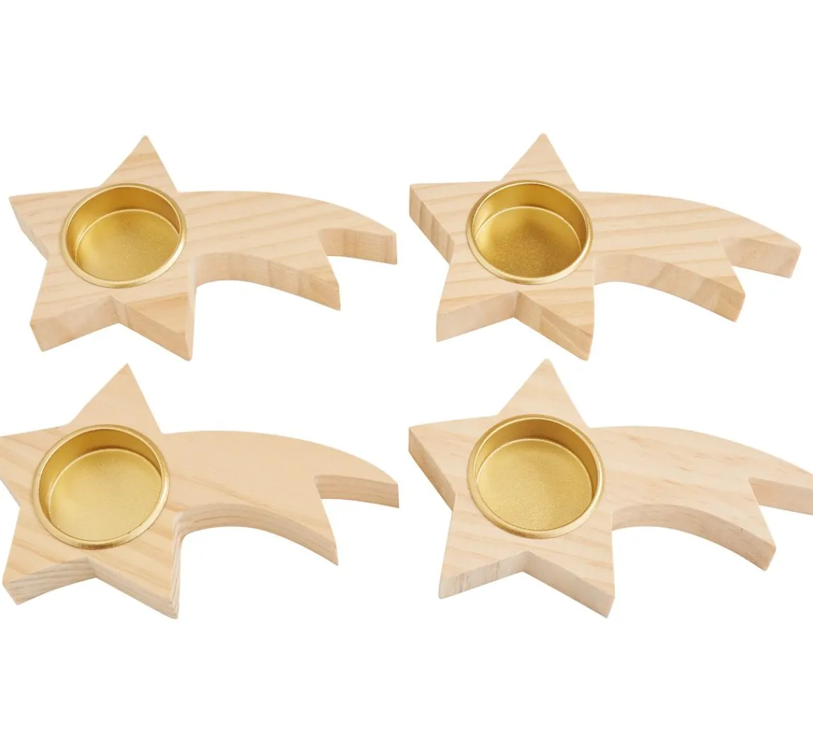 Discount ohne Marke Holz-Metall-Adventsring "Sterne", zum Zusammenstecken