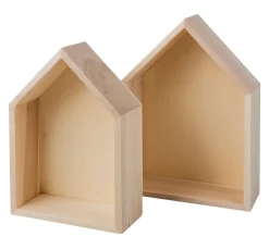 Hot Rayher Holz-Rahmen "Häuser - Breit", 2er-Set