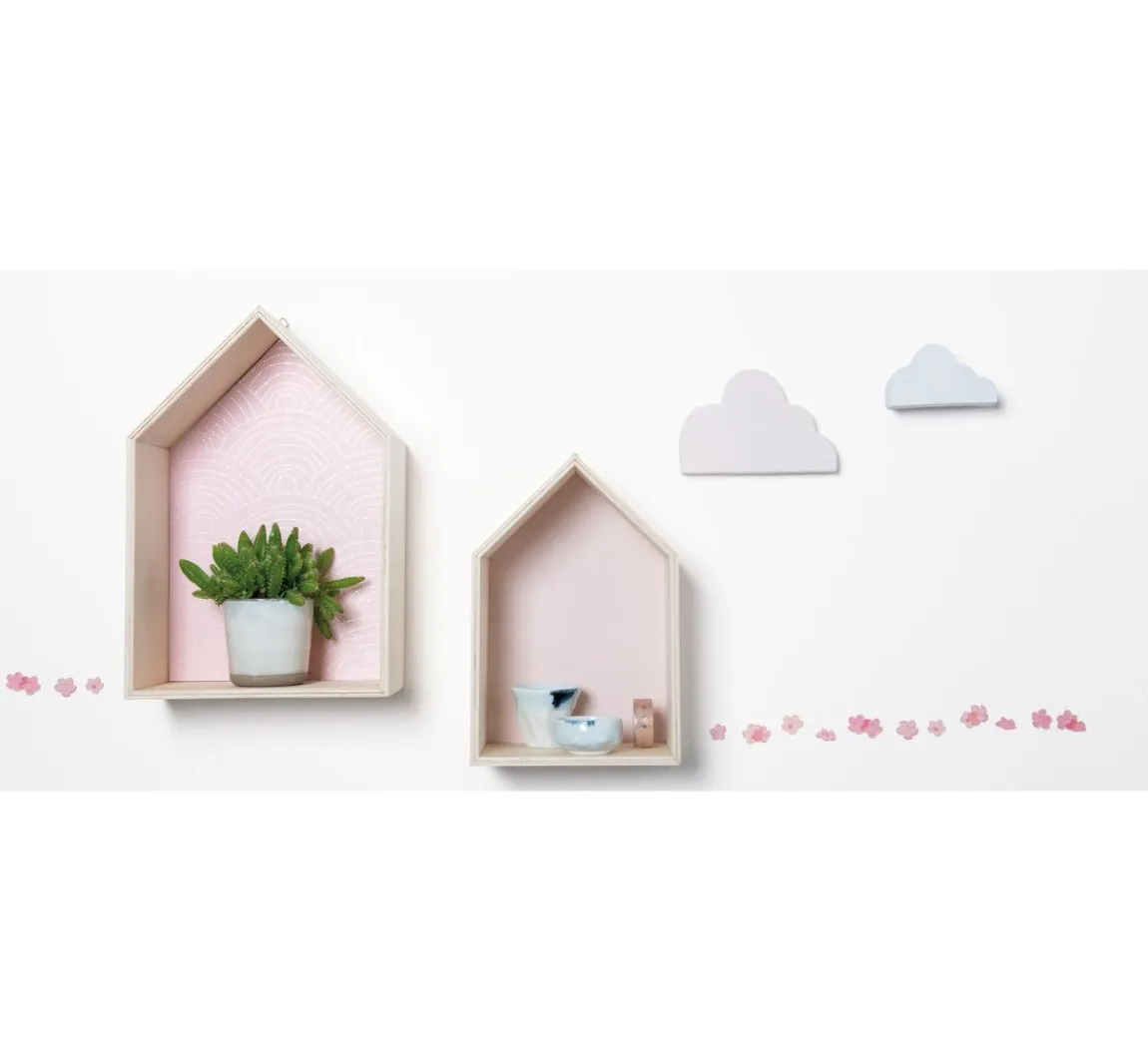 Discount Rico Design Holzregal "Haus", 2er-Set