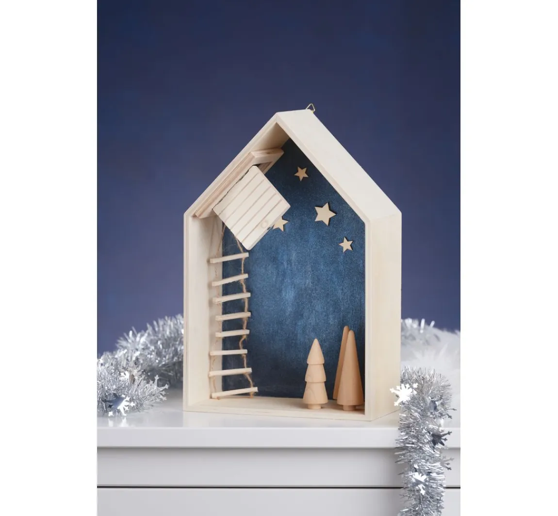 Discount Rico Design Holzregal "Haus", 2er-Set