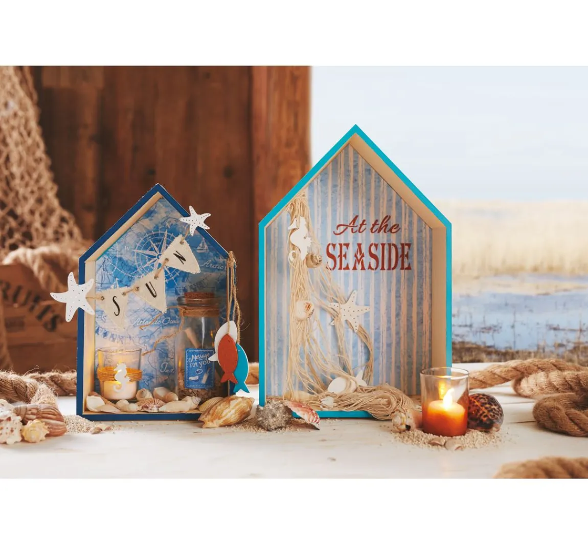 Discount Rico Design Holzregal "Haus", 2er-Set