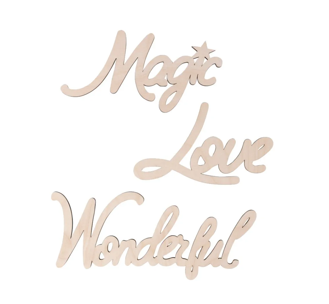 Online Rayher Holz-Schriftzüge "Magic-Love-Wonderful", 3er Set