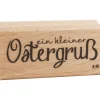 blau in gelb Holzstempel "Ein kleiner Ostergruß"