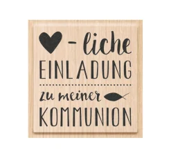 Hot Heyda Holzstempel "Herzliche Einladung Kommunion"