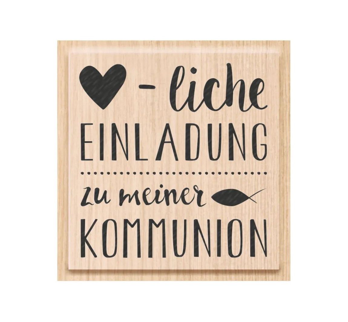 Hot Heyda Holzstempel "Herzliche Einladung Kommunion"
