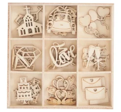 Outlet Papermania Holz-Streuteile "Hochzeit"