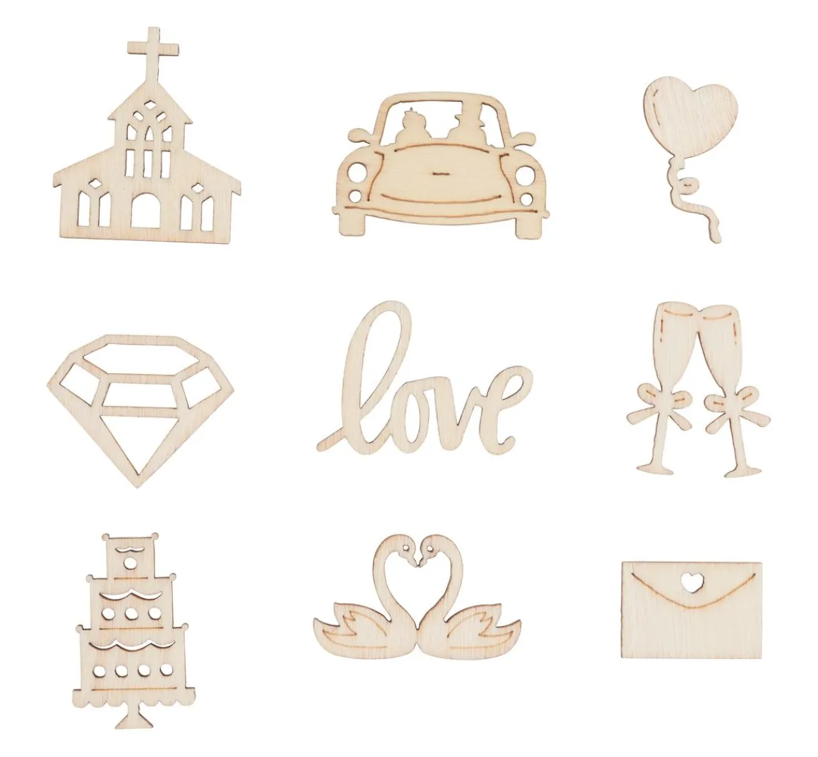Outlet Papermania Holz-Streuteile "Hochzeit"
