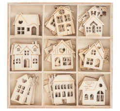 Outlet Papermania Holz-Streuteile "Häuser"